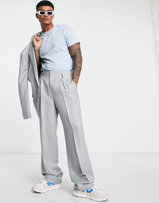 ASOS DESIGN high waisted balloon suit pants in grey