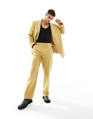 1970s Men’s Suits | Disco, Leisure, Sport Coats ASOS DESIGN wide leg suit pants in slubby texture in stone-Neutral $49.99 AT vintagedancer.com