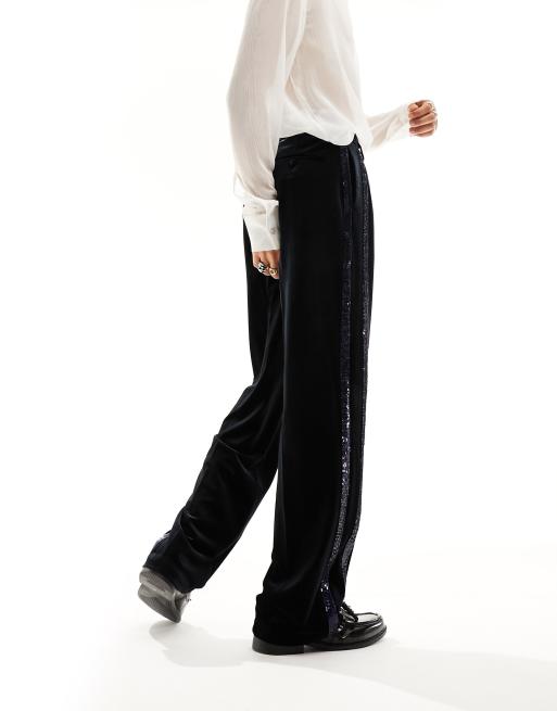 Velvet hot sale striped pants