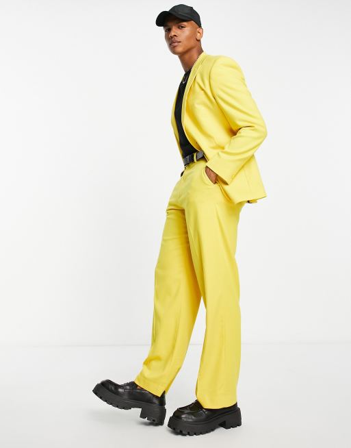 ASOS DESIGN wide leg suit pants in yellow