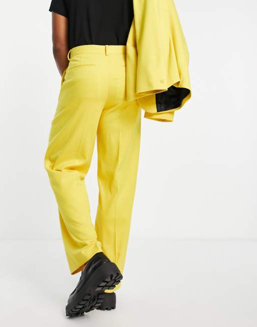 ASOS DESIGN wide leg suit pants in yellow