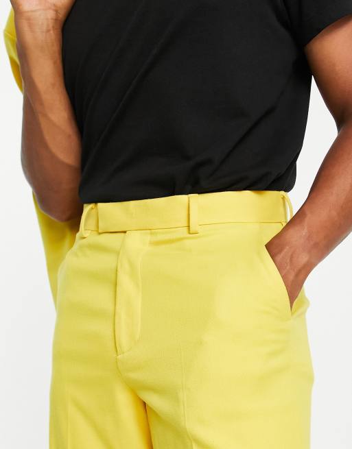 ASOS DESIGN wide leg suit pants in yellow