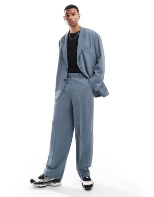 ASOS DESIGN wide leg suit trouser in blue