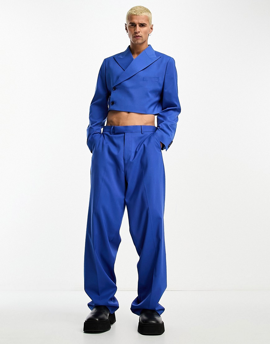 ASOS DESIGN wide leg suit trouser in cobalt blue