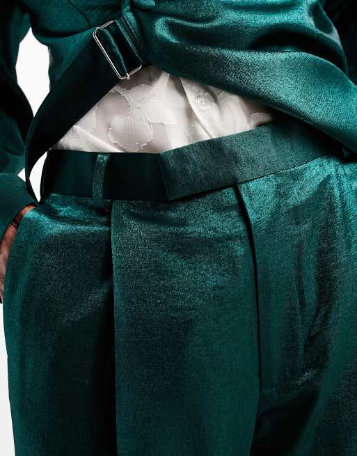 Emerald green hot sale satin pants