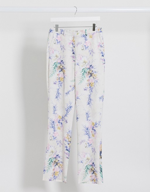 ASOS DESIGN wide leg suit trousers co ord in floral print