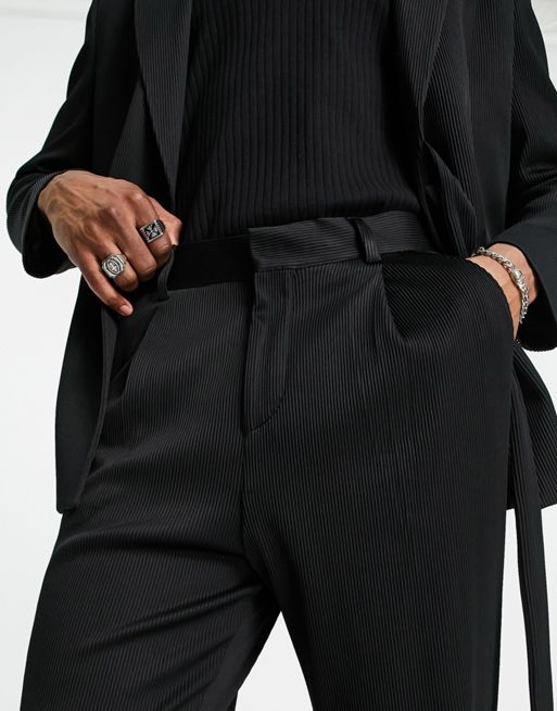 ASOS DESIGN wide leg smart trousers in black