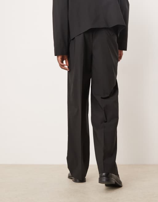 ASOS DESIGN wide leg suit pants in black