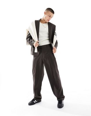 ASOS DESIGN wide leg suit trousers in brown - ASOS Price Checker