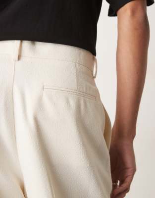 ASOS DESIGN wide leg suit pants in cream texture