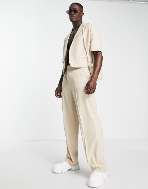 Ecru wide shop leg trousers