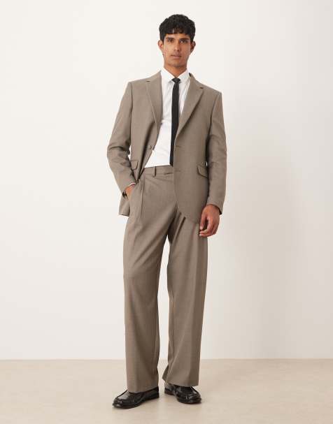 ASOS DESIGN wide leg suit trousers in green twill - view 1