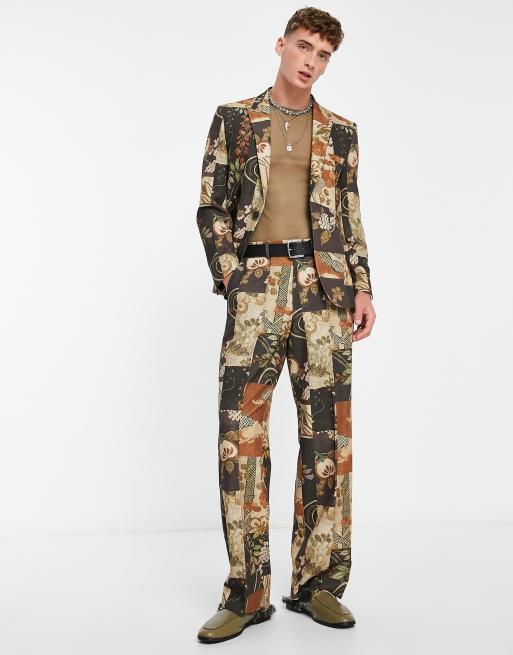 ASOS DESIGN wide leg suit trousers in multi print 