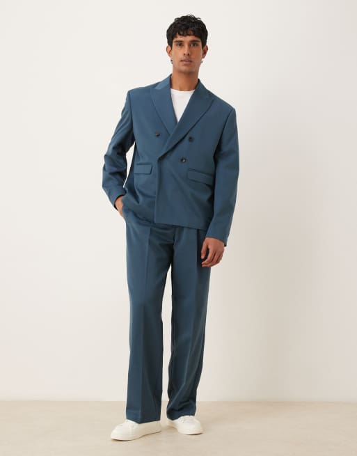 ASOS DESIGN wide leg suit trousers in navy