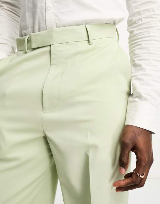 ASOS DESIGN flare suit trousers in pale green