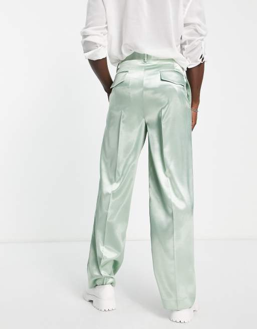 Zara green hot sale satin pants