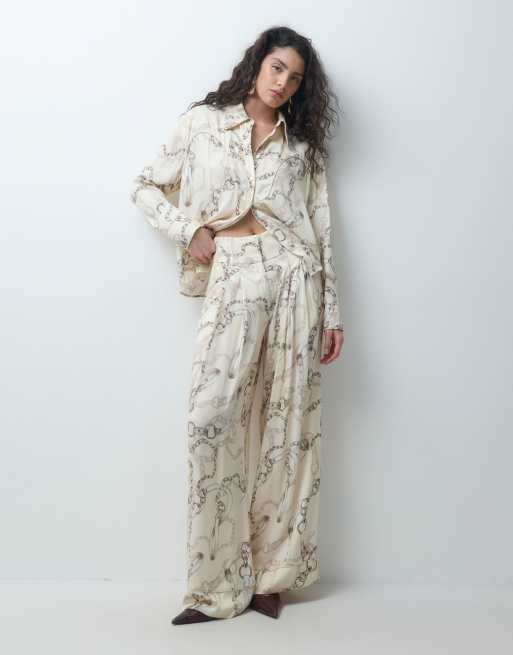 ASOS DESIGN top and high waisted trouser co-ord in chain print, 2 of 3