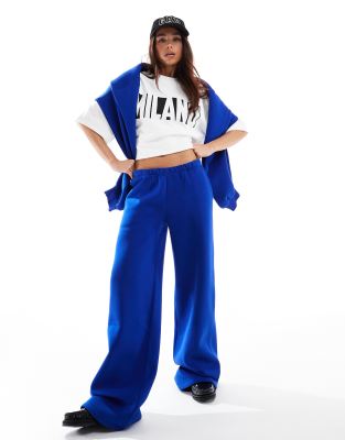 Asos Design Wide Leg Sweatpants In Blue