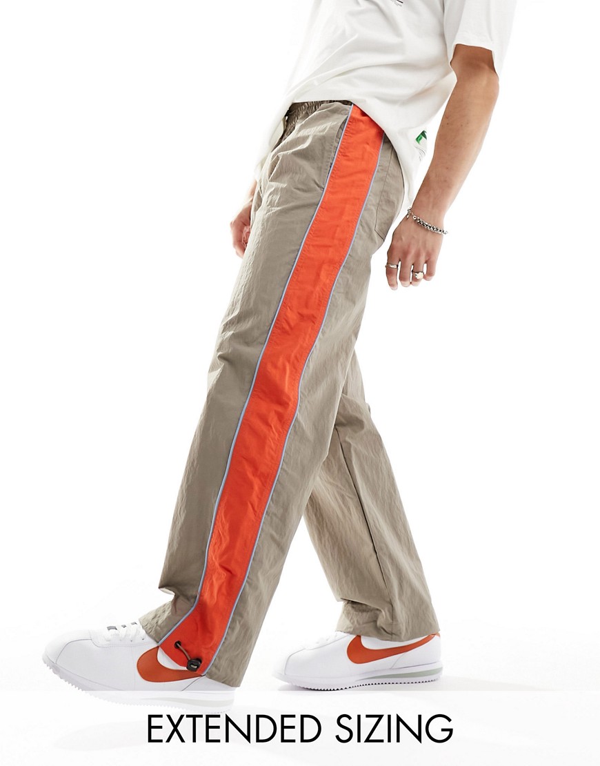 Asos Design Wide Leg Sweatpants In Brown Color Block