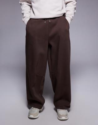 Asos Design Wide Leg Sweatpants In Brown