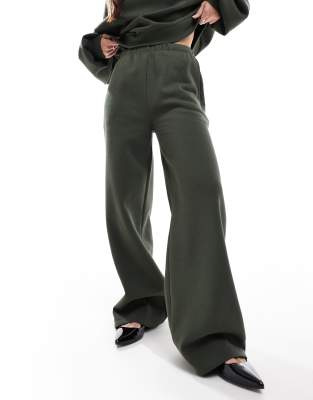 wide leg sweatpants in green - part of a set