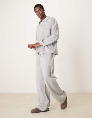 Asos Design Wide Leg Sweatpants In Heather Gray