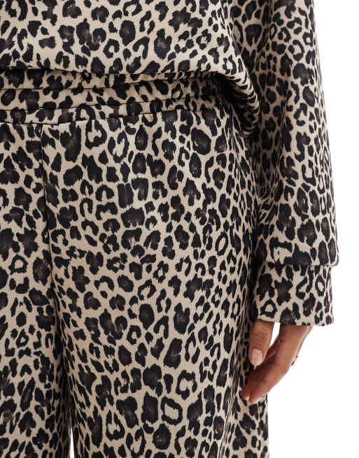 ASOS DESIGN wide leg sweatpants in leopard print - part of a set, 2 of 5