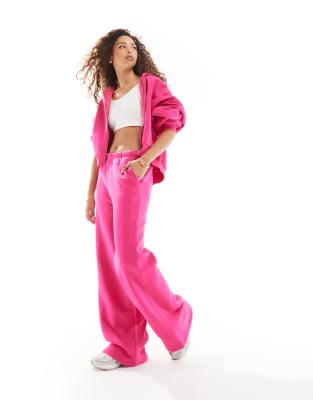 wide leg sweatpants in pink - part of a set-Red