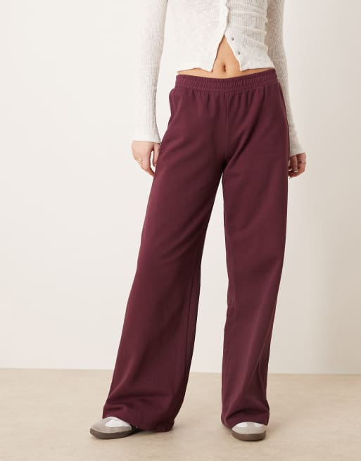 ASOS DESIGN sweat wide leg jogger in plum