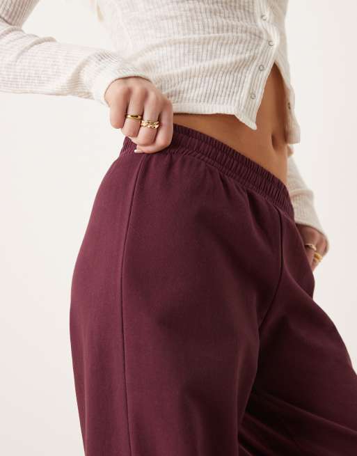 ASOS DESIGN sweat wide leg jogger in plum