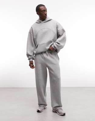ASOS DESIGN wide leg sweatpants with cut and sew in gray heather gray 10590₽