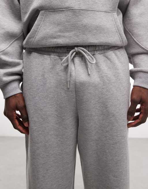 ASOS DESIGN wide leg sweatpants with cut and sew in gray heather, 4 of 5