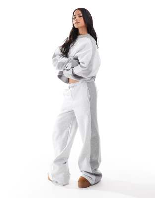 wide leg sweatpants with panel detail in gray - part of a set