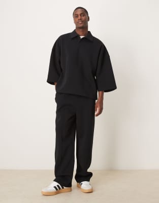Asos Design Wide Leg Sweatpants With Pin Tuck In Black - Part Of A Set