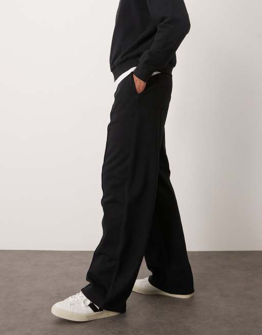 ASOS DESIGN wide leg sweatpants with pin tucks and zip fastening in black, 2 of 5