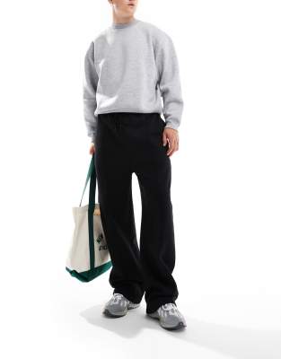 Asos Design Pull On Smart Wide Leg Pants In Black In Black