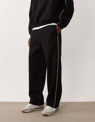 Asos Design Wide Leg Sweatpants With Piping In Gold