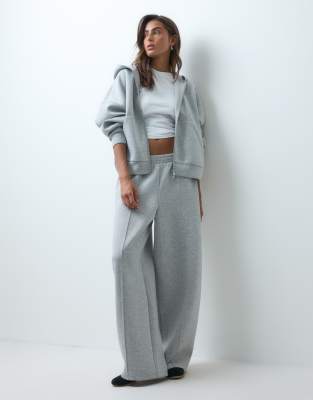 Asos Design Wide Leg Sweatpants With Pleated Detailing In Gray