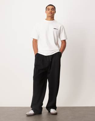 Asos Design Wide Leg Sweatpants With Pleats In Black