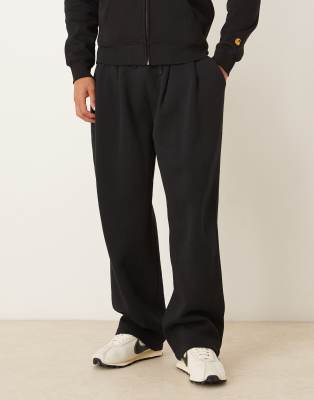 Asos Design Wide Leg Sweatpants With Pleats In Black
