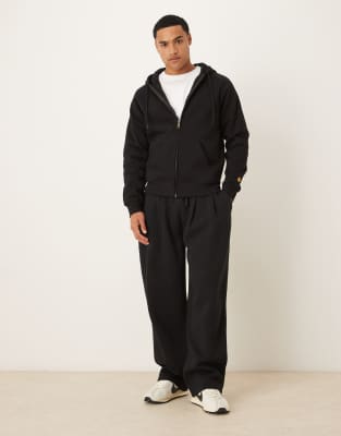Asos Design Wide Leg Sweatpants With Pleats In Black