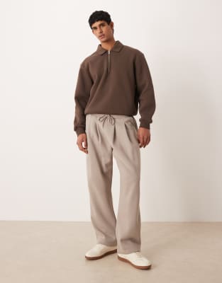 Asos Design Wide Leg Sweatpants With Pleats In Gray