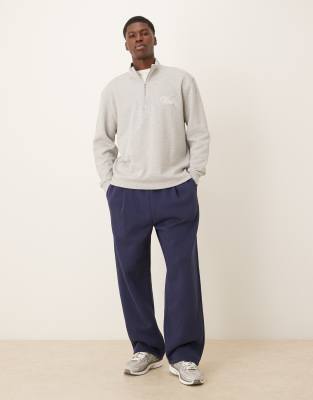 Asos Design Wide Leg Sweatpants With Pleats In Blue