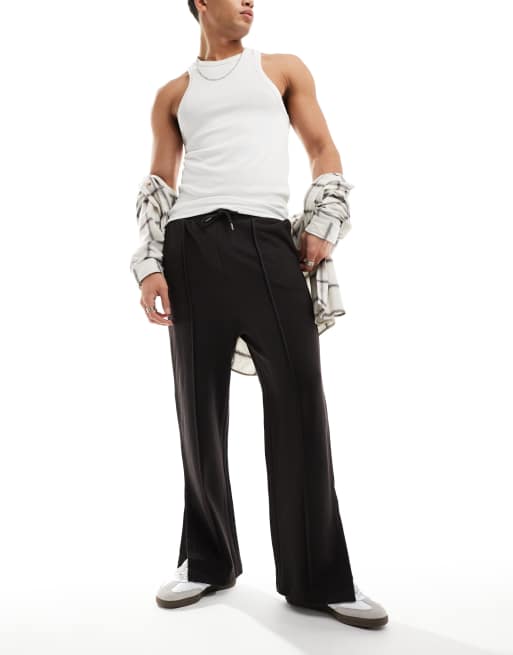 ASOS DESIGN wide leg sweatpants with slits in brown ASOS