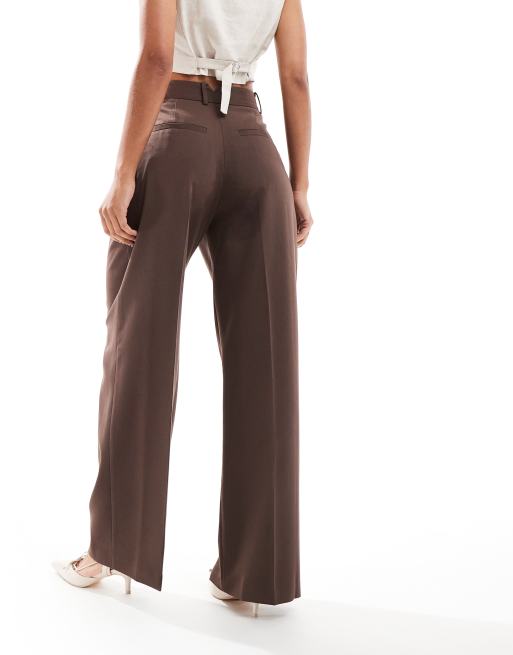 ASOS DESIGN wide leg tailored pants in brown, 2 of 5