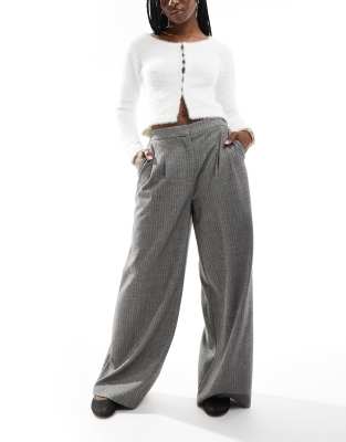 Asos Design Wide Leg Tailored Pants In Herringbone-multi
