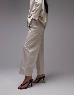 Asos Design Wide Leg Tailored Pants In Neutral
