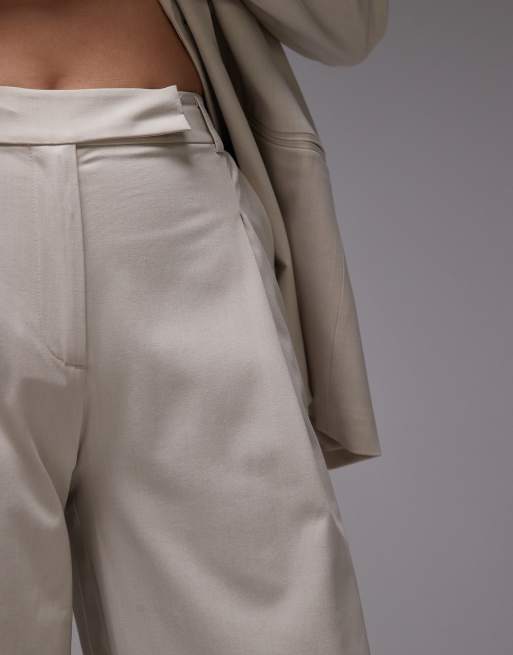 ASOS DESIGN wide leg tailored pants in neutral - part of a set, 3 of 5