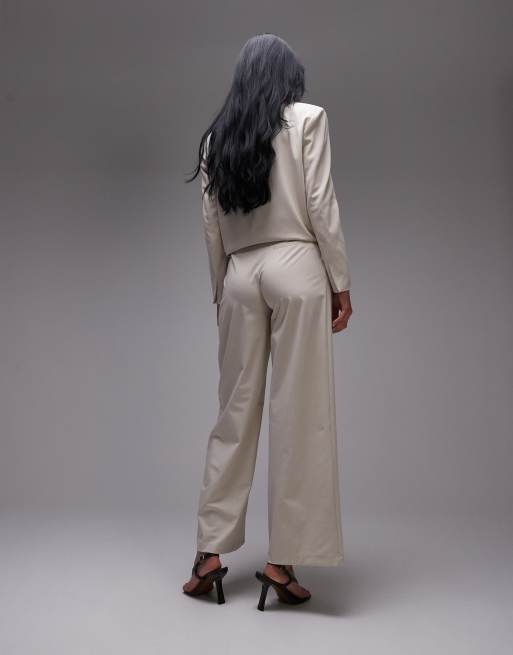 ASOS DESIGN wide leg tailored pants in neutral - part of a set, 4 of 5