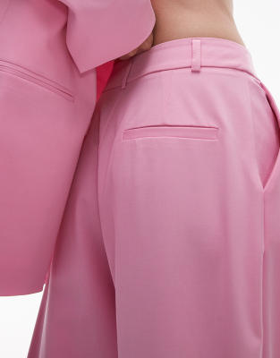 ASOS DESIGN wide leg tailored pants in pink - part of a set